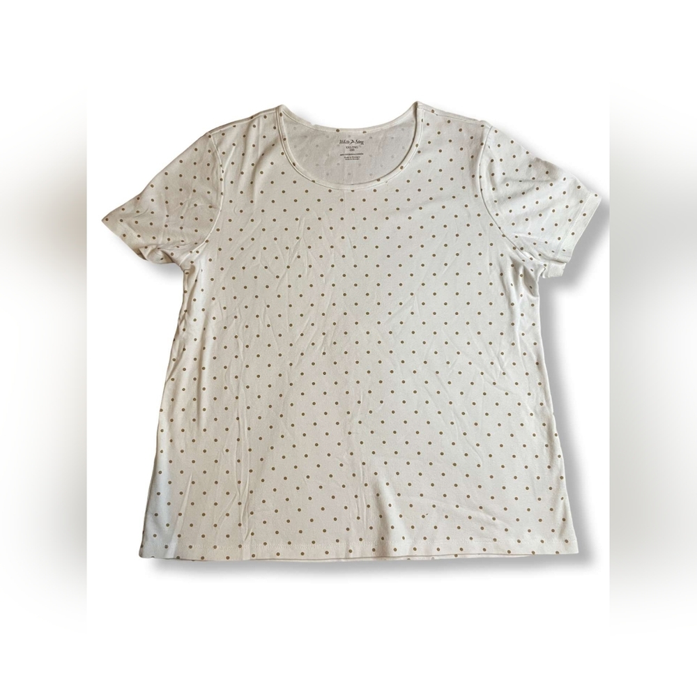 White Stag White With Gold/Brown Polka Dot Short-Sleeve Top, Size XXL